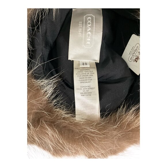Coach 100% Raccoon Fur Silk Lined Hat Light Brown XS/S NWT $498 MSRP